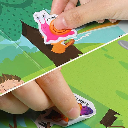 Jelly Reusable Sticker Books for Toddlers 1-3 2-4 Years, Portable Travel Toys Sticker Activity Book for Kids 2 3 4 Year Old Girls Boys, Animal Insect Sea Ocean Space