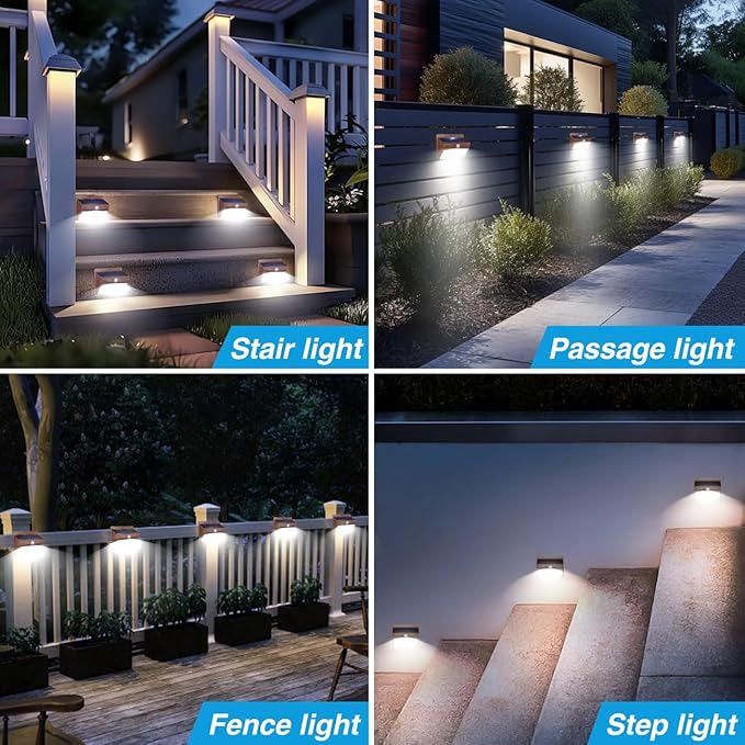 [12 Packs] Solar Outdoor Lights Motion Sensor Solar Security Lights Waterproof with 3 Lighting Modes Solar Powered Wall Lights Outside for Garden Fence Yard,Brown