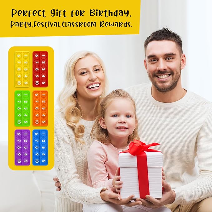 6 PCS Ten Frame Fidget Toys for Kids, Silicone Push Bubble Sensory Toy for Counting Math, Educational Focus Tools for Toddlers 3-5 Years Old