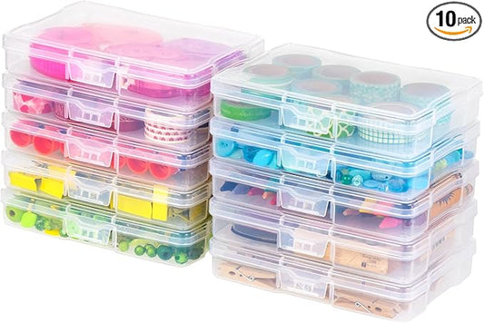 IRIS USA 4" x 6" Photo Storage Box Craft Keeper Cases, 10-Pack, Organization Task Holders for Pictures, Tasks, Scrapbooking, Stationery Storage, Stickers & Art Supplies, Clear