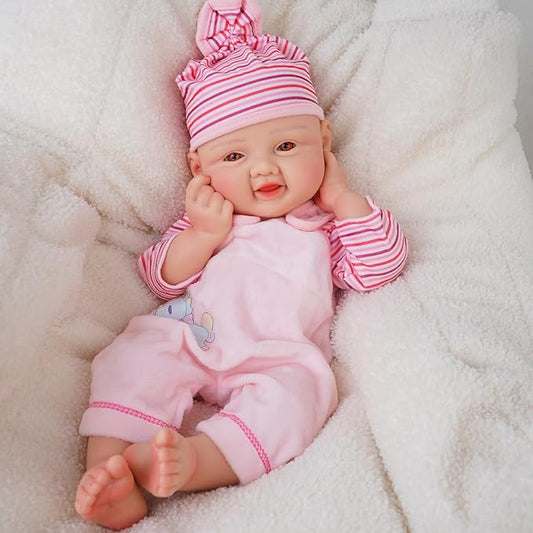 Girl 17.5 Inch, Full Silicone Baby Doll, Realistic Baby Dolls, Realistic Veins & Pose, Not Vinyl, Reborn Baby Dolls Silicone Full Body, Gift Set