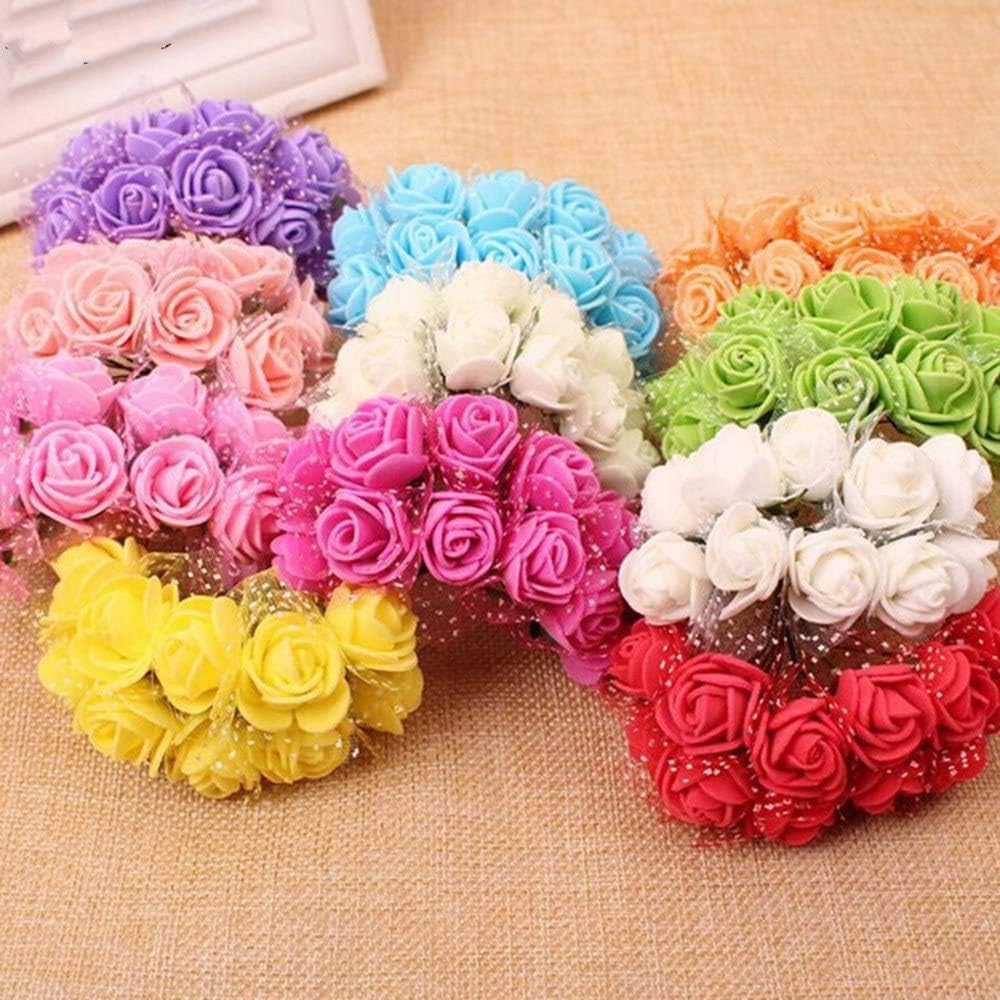 Mini Fake Rose Flower Heads Multicolor Rose Flower 144 pcs for Wedding Scrapbooking Decoration Rose Fake Flower (Light Pink) (Bottom add Gauze) Light Pink