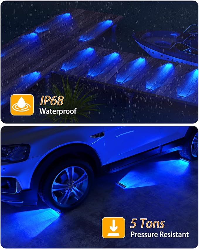 Blue Solar Lights for Outside,8 Pack Solar Deck Lights Outdoor Waterproof LED,Blue Step Light for Outside,Dock Light Solar Powered Waterproof for Deck,Steps,Dock,Driveway,Stair,Path