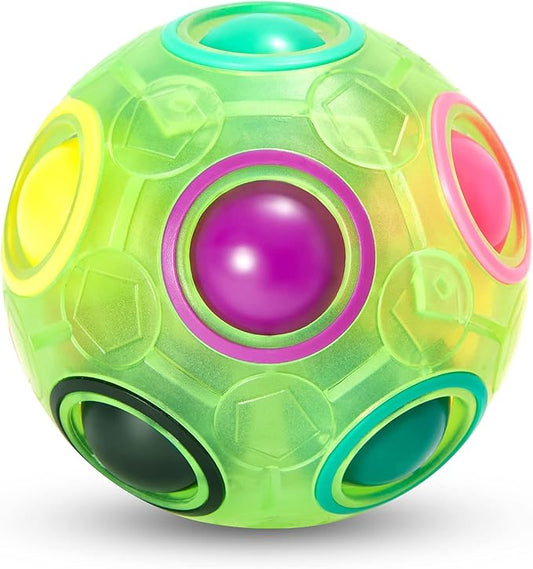 Vdealen Magic Rainbow Puzzle Ball, Fidget Ball Puzzle Brain Teaser Fidget Toy for Boys & Girls- Birthday Party Easter Valentines Christmas Stocking Stuffers for Kids Teen & Adults(Green)