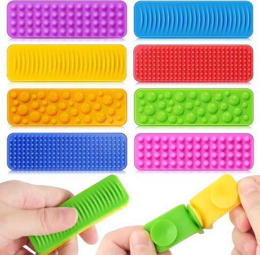 Sensory Fidget Toys Kids Adults: 8 Pack Textured Suction Toys for Autism Kids Calming - Sensory Stickers for Anxiety Relief Items - Fidget Strips for Classroom Desk - Gifts Christmas Stocking Stuffers