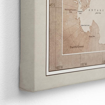 Canvas World Map with Cork Pin Board - English Lettering - Decorative Wall Decoration for All Rooms - Canvas Pictures with World Map Motif (90x60 cm, Pattern 17)