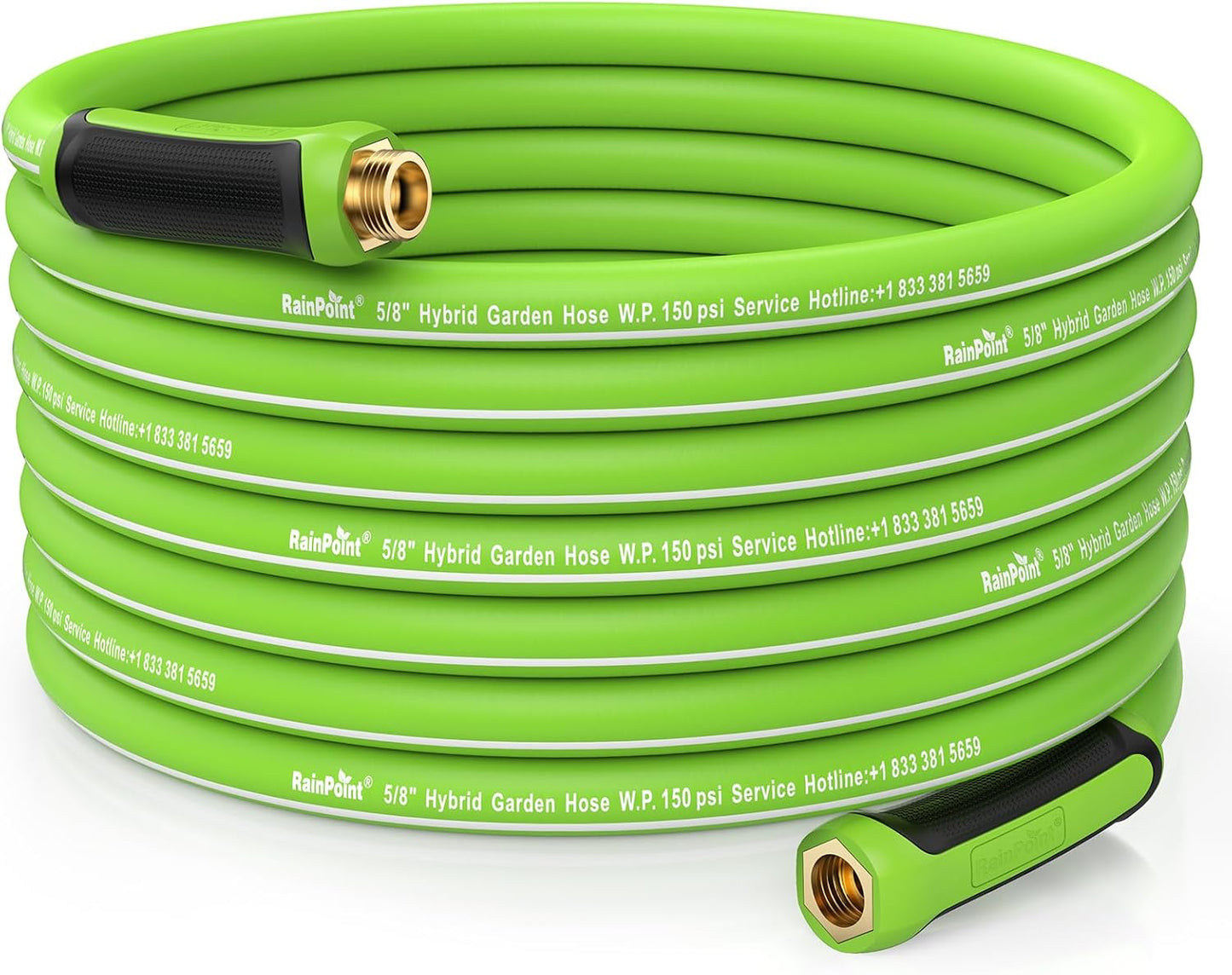 RAINPOINT Garden Hose 75ft - Flexible Heavy Duty Water Hose with Swivel Handle - Lightweight, Hybrid Rubber, 5/8", Male to Female