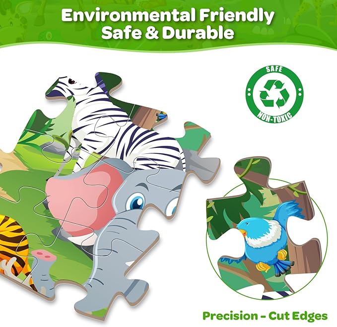 Jumbo Floor Puzzle for Kids Ages 4-6, 48 Piece Large Animal Jigsaw Puzzle, Extra-Thick Cardboard Preschool Learning Toys for Toddlers 3-5, Educational Gift for Boys Girls 3 4 5 6 7 8