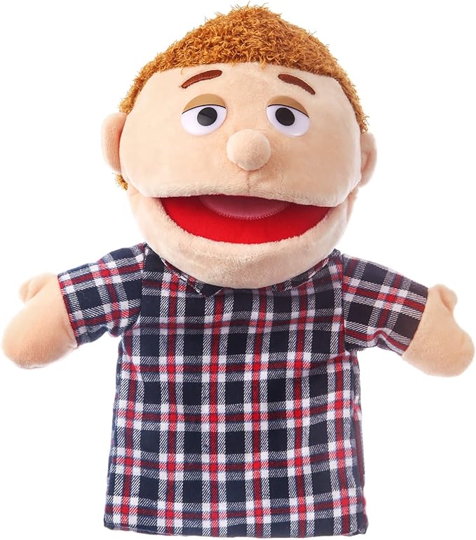 1 Pcs Family Hand Puppets 12 Inch Grandparents, Mom & Dad, Brother & Sister Plush Hand Puppet Toys Role-Play Toy Puppets for Kids Storytelling Imaginative Pretend Play Teaching Preschool(Dad)