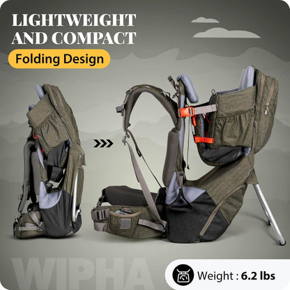 WIPHA Baby Backpack Carrier, Upgraded Carrying System Toddler Hiking Backpacks Carrier, Ergonomic Pro Baby Carrier Backpack with Safety Seat