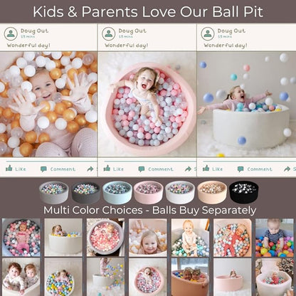 Wonder Space 47" Premium Kids Foam Ball Pit, CPSIA-Certified Safe Soft Play Pool for Toddlers, Large Spacious Round Design for 2-3 Kids, Ideal Gift for Indoor Nursery (Beige)