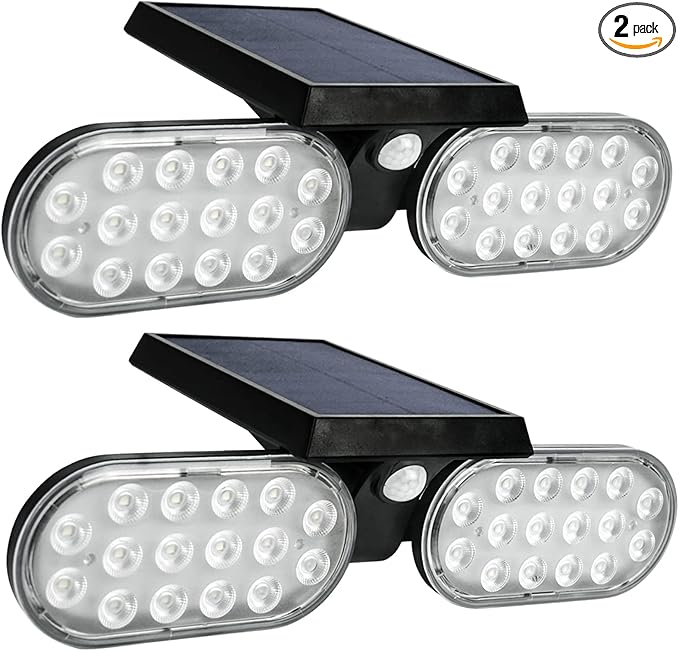 Luwint 2 Packs Outdoor Solar Lights Landscape Wall Spotlights Adjustable Angle Auto Motion Lights Waterproof with Motion Sensor Security Wall Lights for Garden Yard Driveway Porch