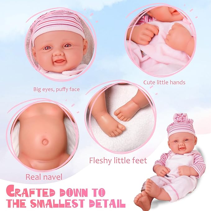 Girl 17.5 Inch, Full Silicone Baby Doll, Realistic Baby Dolls, Realistic Veins & Pose, Not Vinyl, Reborn Baby Dolls Silicone Full Body, Gift Set
