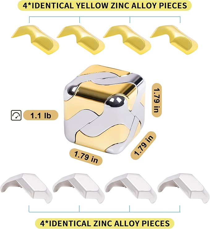 Metal-Puzzles 3D-Brain-Teaser Toys: Cool-Gadgets-Stuff Box Puzzles-Toy for Kid Children Teen Adult, ADHD Tools Stress Relief Gift for Office Home School Christmas Women Men Square-Cube