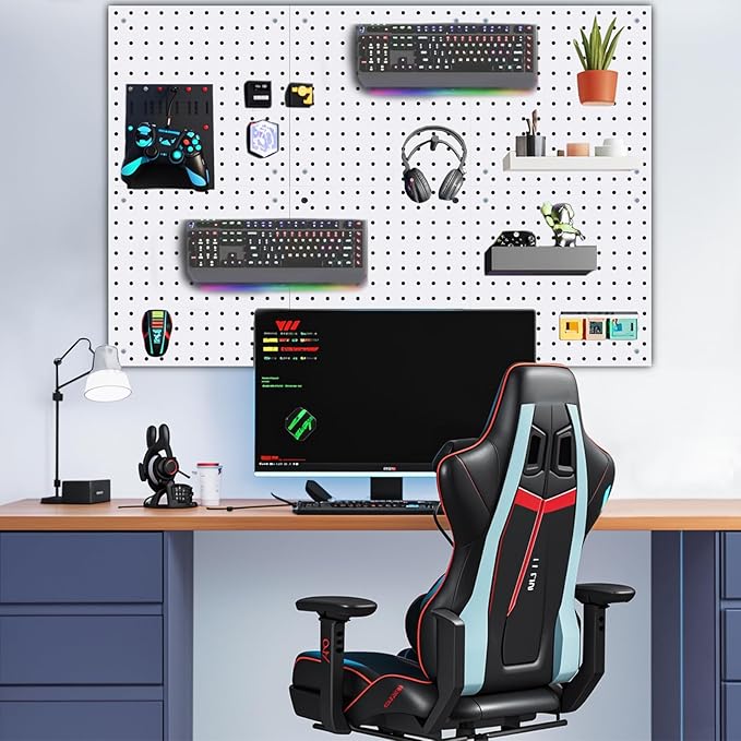 6 Pack Steel Peg Board,Universal 1/8 and 1/4 Pegboard Accessories,Ideal for Garage Tool Storage, Office Organization, Craft Room, Kitchen etc. (White, 6-12X12)