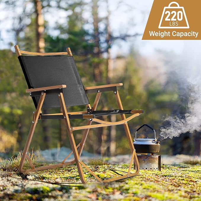 Outvita Portable Folding Camping Chair, Ultralight Low Beach Chair, Durable Aluminum Frame Armchairs for Hiking Concert Fishing Picnic, Supports 223Lbs