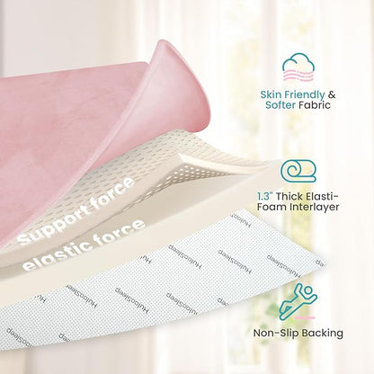 Baby Play Mat for Floor,1.3" Thick Elasti-Foam 50"×74" Playpen Mat for Tummy Time,Water Repellent Soft Coral Velvet for Toddler,Infant,Kids,Non-Slip Backing Safe for Crawling(Pink)