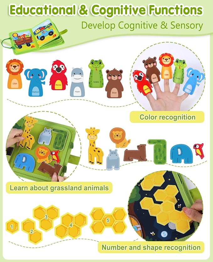 Gigilli Busy Book for Toddlers 1-3, Quiet Activity Books for Toddlers 1 Year Old, Montessori Toys Busy Board for 1 2 3 Year Old Boy Girl, Educational Airplane Travel Toy Busy Books Christmas Birthday