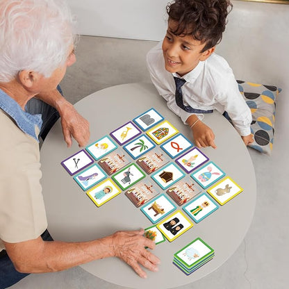 gisgfim 50 Pairs Memory Matching Game Bible Concentration Memory Card Games for Kids Educational A Fun & Fast Christian Bible VBS 2025 Easter Biblical Theme Matching Games