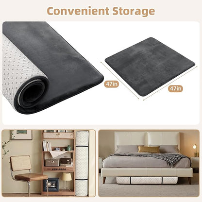 Thick Baby Play Mat for Floor,Padded Foam 47x47 Playpen Mat,Ultra Soft Support & Plush Feel Nursery Rug,Non Slip for Toddler,Infants,Kids Play,Yoga,Baby Crawling,Tummy Time (Dark Grey)