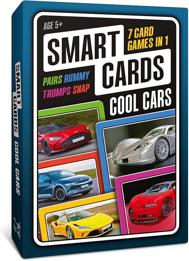 Cars Card Games - Matching Pairs, Snap, Trumps, Rummy, Happy Families (8 Games To Play) | Age 5+, 1-8 Players | Fun Family Travel Card Games and Gifts for Adults & Kids, Boys & Girls