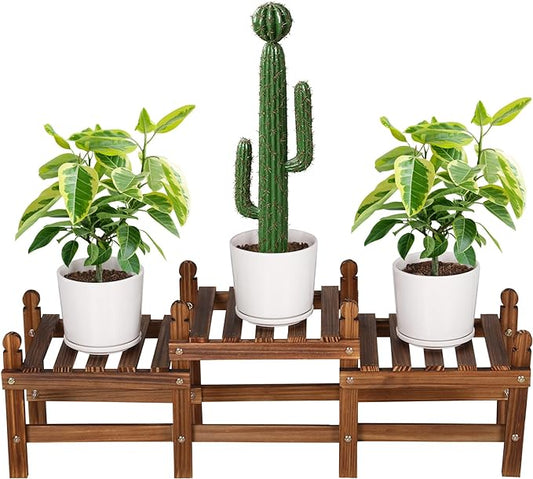 Plant Stand Indoor,3 Tier Small Plant Stand Corner Plant Shelf for Multiple Plants,Wooden Low Plant Bench for Windowsill Patio Balcony Garden (Free-Style Combination)