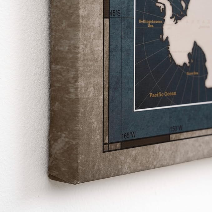 Canvas World Map with Cork Pin Board - English Lettering - Decorative Wall Decoration for All Rooms - Canvas Pictures with World Map Motif (90x60 cm, Pattern 18)