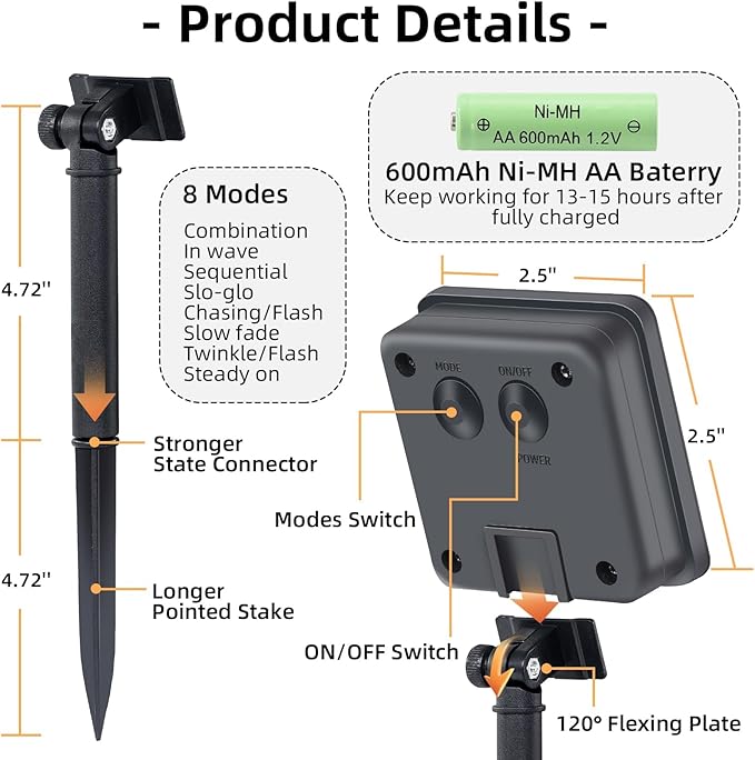 2 Pack 240 LED Solar String Lights for Outside, Total 110FT Outdoor Solar String Lights, Waterproof Solar Powered String Lights Outdoor with 8 Modes for Garden Tree Patio Wedding Party (Warm White)