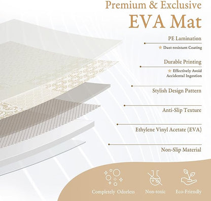 Popsykosy Premium Exercise & Baby Foam Play Mats - Stylish & Large Non-Toxic Puzzle Floor Mat - 6 Tiles - Spacious 6ft x 4ft - Peel-Resistant Reinforced Version - Soft, Thick, Waterproof -Totem Beige