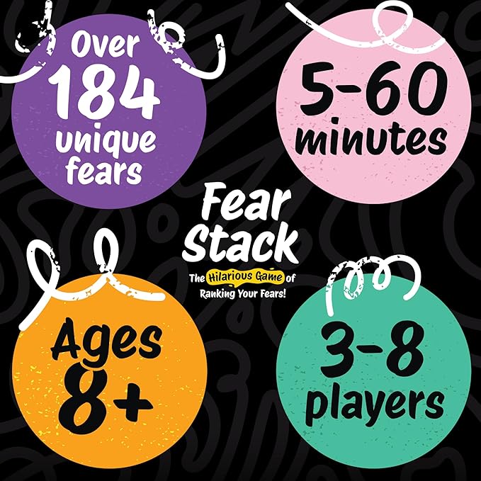 Fear Stack – What Freaks Out Your Family? A Fun Family Game for Adults and Kids | Includes 184 Cards, 4 Whiteboards, and 4 Markers | Great for Grandkids and Friends