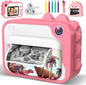 Kids Camera Instant Print, Dinosaur Instant Print Camera for Kids with 1080P Video, 32GB SD Card, 240 Photos, Christmas Birthday Gifts for Boys Girls Ages 3-12 (Pink)