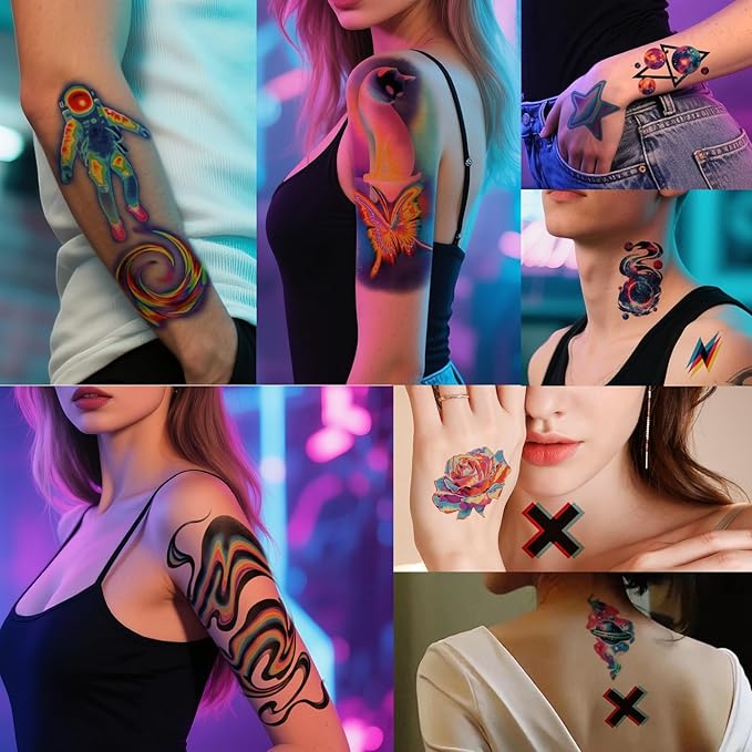 77 Sheets Space Planet Temporary Tattoo for Adult, 17 Sheets Half Arm Astronaut Rockets Tiger Fake Tattoos Men Women, 60 Sheets Bowknot Butterfly Cat Boys Girls Party Supplies Body Tattoos Stickers