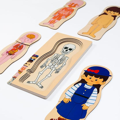 My Body Parts Puzzle for Toddlers Girls Boys Wooden Anatomy Puzzle 3-8 Years Old Preschool Learning Game Human Body Skeleton Toys