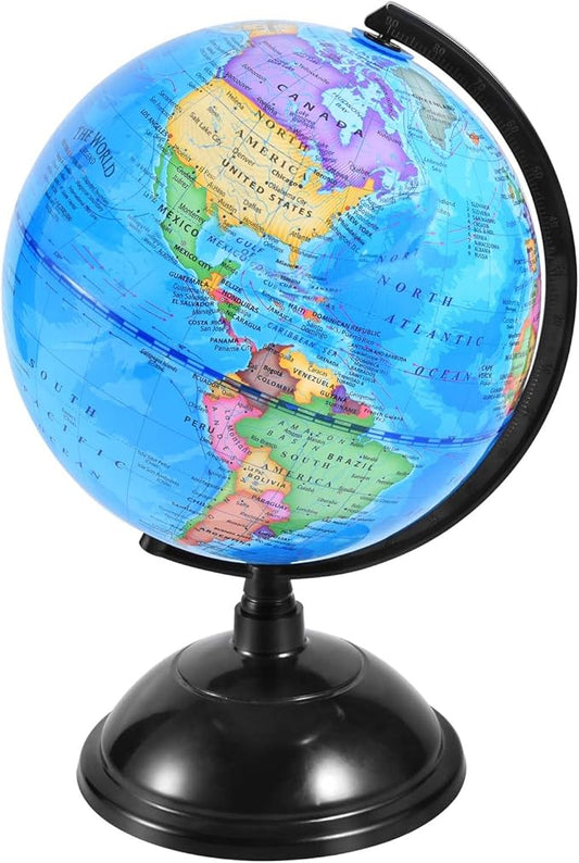 Rotating World Globe 8 Inch Spinning Earth Globe with Stand for Kids Learning Geography Classroom Education or Office Home Decorations
