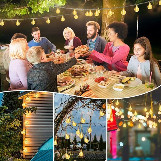Globe String Lights 49.2 Feet 100 LED, Plug in Crystal Fairy String Lights with Remote Timer, 8 Modes Indoor Outdoor Hanging Globe Lights for Wedding Bedroom Classroom Patio Garden