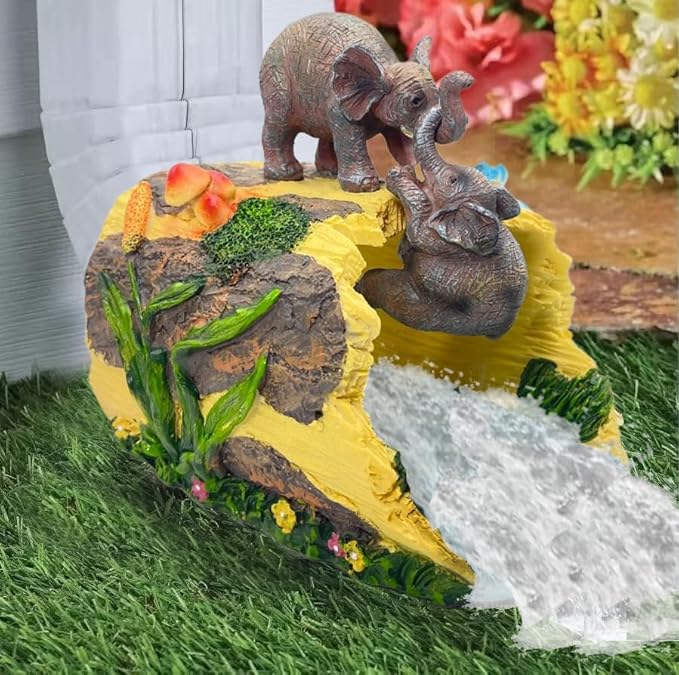 Elephant Gutter Downspout Extension Statues Garden Decoration,Rain Downspout Diverter Garden Statue,Decorative Gutter Extension，3"×4" Downspout Splash Block，Animal Resin Statue Outdoor Décor