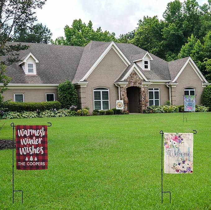 Garden Flag Holder Stand 10 Pack Garden Flag Pole for 13.5" Width 12 x 18 Inches Flags with Anti-Wind Clip for Outdoor Garden Yard Lawn