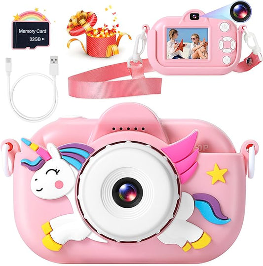 Kids Camera for Toddler Girls Boys Aged 3-9, YEEHAO 32MP Kids Toys Digital Camera 3 4 5 6 7 8 9 Year Old Girls, Children Birthday Gift for Kids
