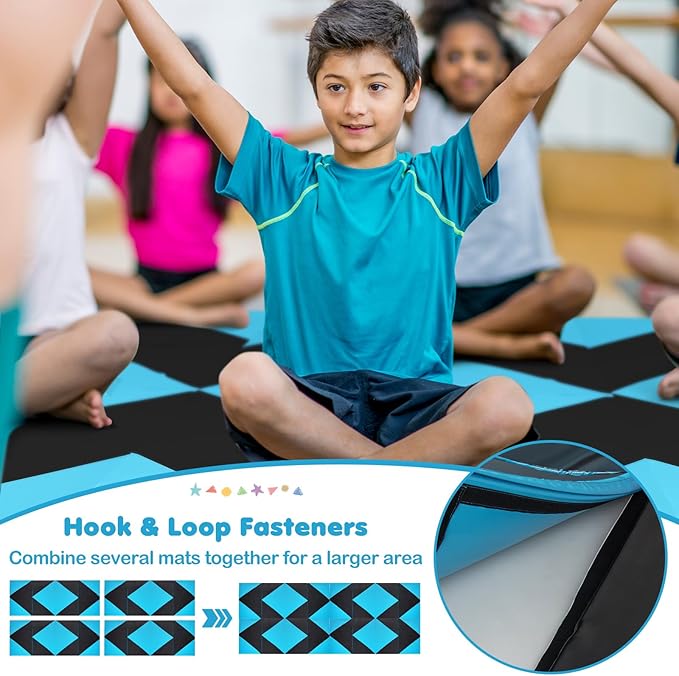 Giantex 4'x10'x 2" Gymnastics Mat, 4-Panel Folding Aerobics Exercise Mat w/Hook & Loop Fastener, Carrying Handle, Portable Tumbling Mat for Stretching Yoga Cheerleading Martial Arts