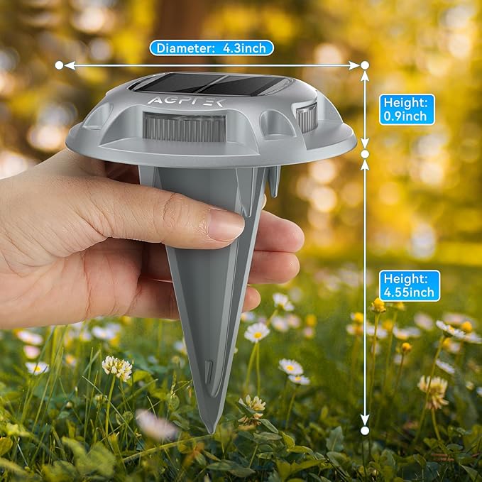 AGPTEK Solar Driveway Light 1 Pack, 2 Colors in 1 Outdoor Solar Deck Dock Marine Waterproof LED Driveway Marker Security Lights for Outside Pathway,Boat Dock,Step,Walkway,Path,Garden