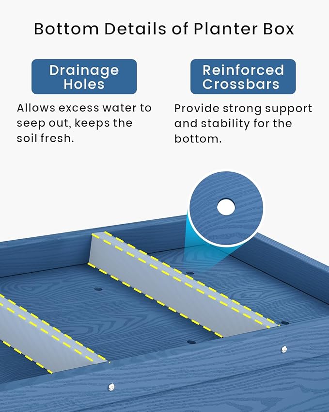 HDPE Raised Garden Bed with Legs, Outdoor Weather-Resistant Elevated Planter Box Stand for Seeds, Herbs, Flowers, Vegetables (Navy Blue)