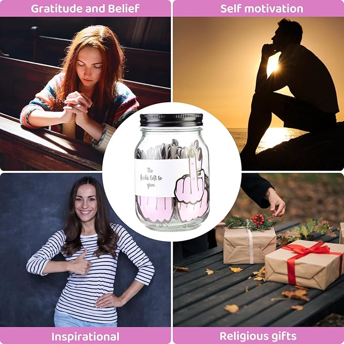 60 PCS Positive Cards Jar, Emotional Support Jar, Funny Affirmation Cards, Inspirational Gifts for Women, Cheer Up Gifts, Funny Positive Gift for Women, Teen Girl