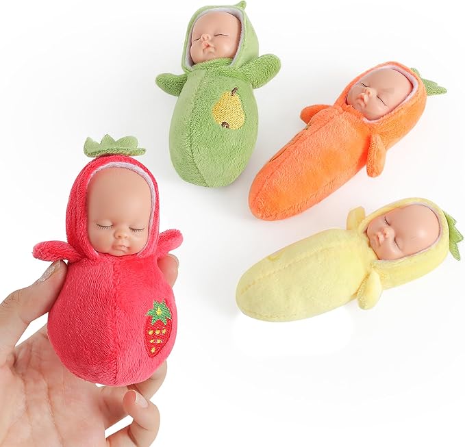 Enjoyin 4 inch Mini Baby Doll Playset Includes 6 Soft Baby Dolls and a Storage Bag Realistic Looking Small Baby Dolls Set for Toddlers