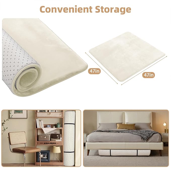 Thick Baby Play Mat for Floor,Padded Foam 47x47 Playpen Mat,Ultra Soft Support & Plush Feel Nursery Rug,Non Slip for Toddler,Infants,Kids Play,Yoga,Baby Crawling,Tummy Time (Beige)