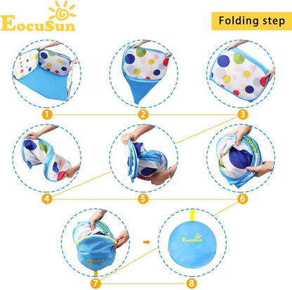 EocuSun Kids Ball Pit Large Pop Up Toddler Ball Pits Tent for Toddlers Girls Boys for Indoor Outdoor Baby Playpen w/Zipper Storage Bag, Balls Not Included (Blue)