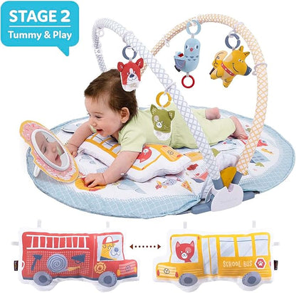 Yookidoo Baby Gym Urban Lay to Sit-Up Playmat. 3-in-1 Newborns Activity Center with Tummy Time Toys, Pillow & Infant Miror. 0-12 Month