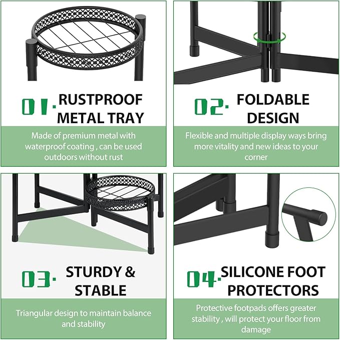 Plant Stand Indoor Outdoor, Corner Metal Flower Pot Stands for Multiple Plants,5 Tier Tall Heavy Duty Plant Shelf for Patio Garden Balcony Living Room Bedroom (5 tierd)