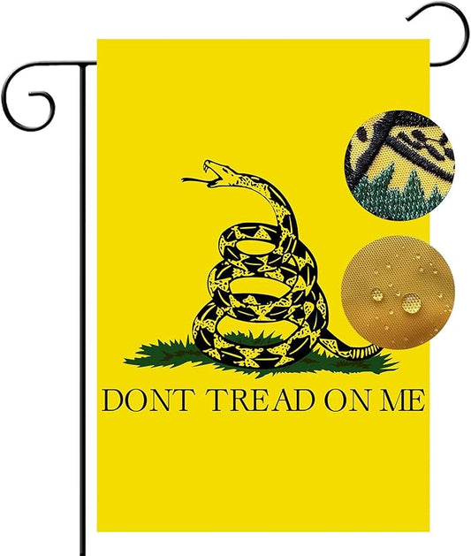 US Embroidered Dont Tread On Me Garden Flag Double Sided 12x18 Inch American Gadsden Yard Lawn Garden Flags Banner Heavy Duty Vivid Color