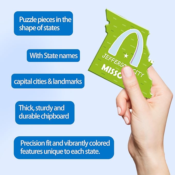 TAOZI&LIZHI Floor Puzzles for Kids Ages 4-6, 6-8, 70 Piece US Map 50 States with Capitals Large Toddler Puzzle Age 2-4, Jigsaw Puzzles for Kids Ages 3-5, Geography Puzzles Toys Gift for 4-8 Years Old