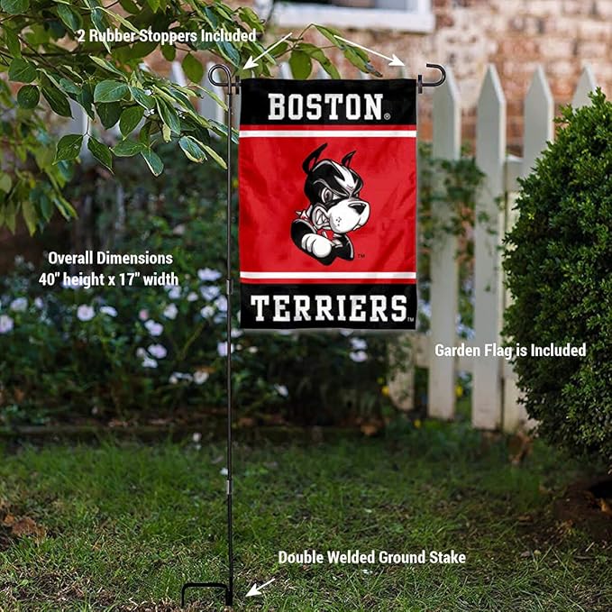 College Flags & Banners Co. Boston Terriers Garden Flag with Stand Holder